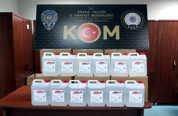 Adana’da 1305 litre sahte etil alkol ele geçirildi