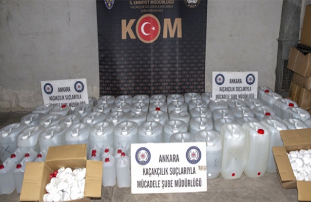 Ankara’da 2 bin 23 litre etil alkol ele geçirildi