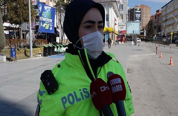 Çorum’un ilk ve tek kadın trafik polisi görev başında