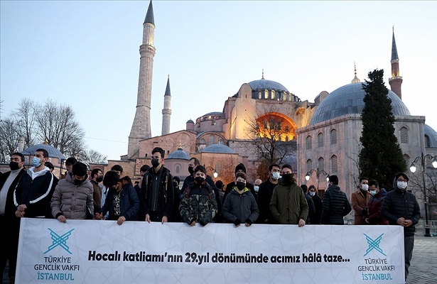 TÜGVA Hocalı Katliamı’nı Ayasofya-i Kebir Cami-i Şerifi önünde andı