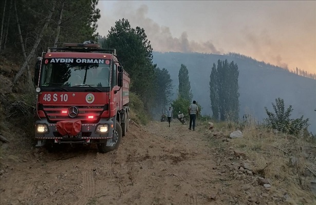 Aydın’ın Karacasu ilçesindeki orman yangınına müdahale sürüyor