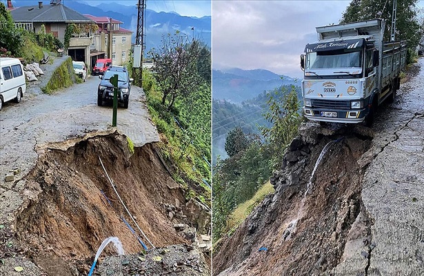 Rize’de şiddetli yağış hasara neden oldu