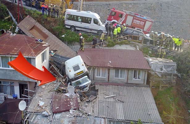 Sarıyer’de tırın gecekondunun üzerine düşmesi sonucu 6 kişi yaralandı