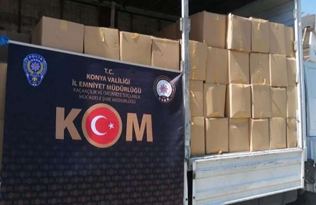 Konya’da 3 milyon 750 bin makaron ele geçirildi