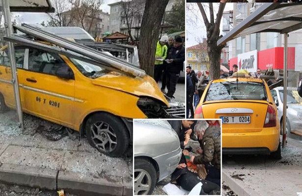 Ankara’da taksi otobüs durağına daldı: Çok sayıda yaralı