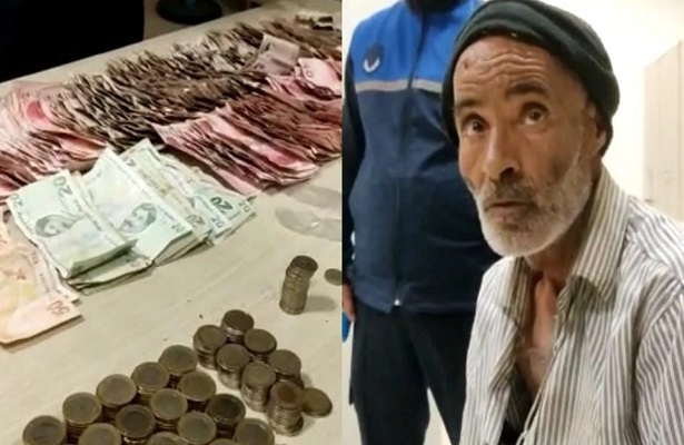 Dilencinin üzerinden 2 bin 110 lira çıktı