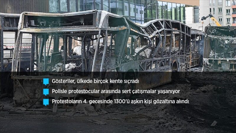 Fransa’da sokaklar polis kurşunuyla ölen genç için savaş alanına döndü